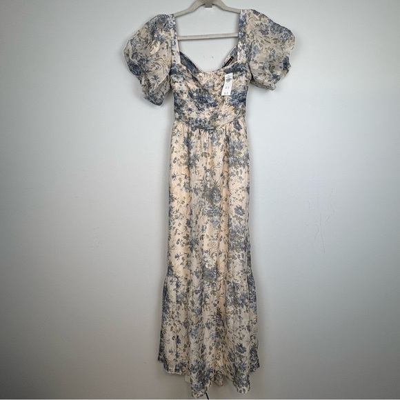 New Abercrombie & Fitch Emerson Drama Bow Back Gown Floral Maxi Dress Sz MP - Picture 4 of 10
